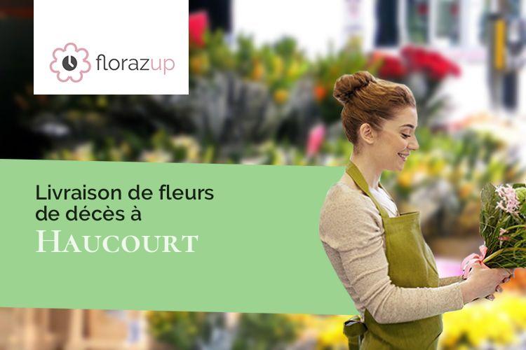 couronnes florales pour des funérailles à Haucourt (Pas-de-Calais/62156)