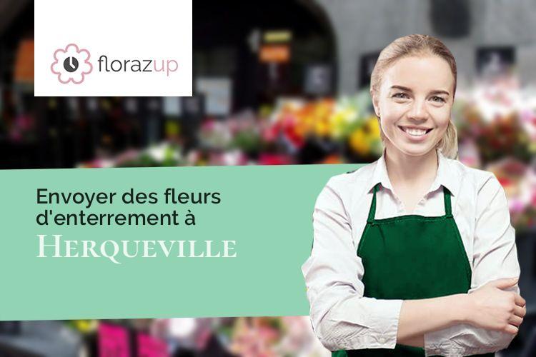 coeurs de fleurs pour des funérailles à Herqueville (Manche/50440)