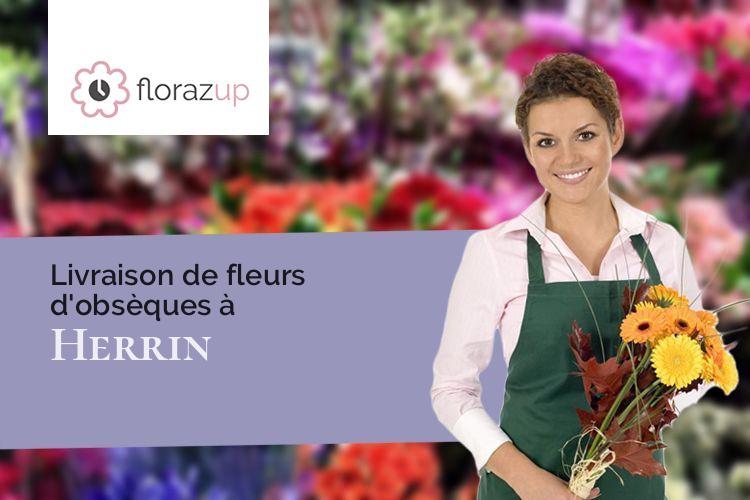 couronnes de fleurs pour un deuil à Herrin (Nord/59147)