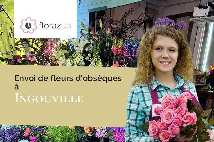 croix de fleurs pour des funérailles à Ingouville (Seine-Maritime/76460)