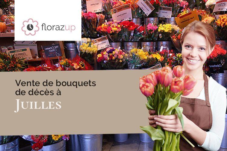 croix de fleurs pour un décès à Juilles (Gers/32200)