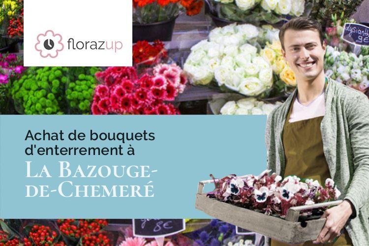 croix de fleurs pour des obsèques à La Bazouge-de-Chemeré (Mayenne/53170)