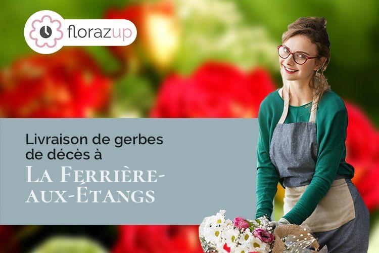 couronnes de fleurs pour un enterrement à La Ferrière-aux-Étangs (Orne/61450)