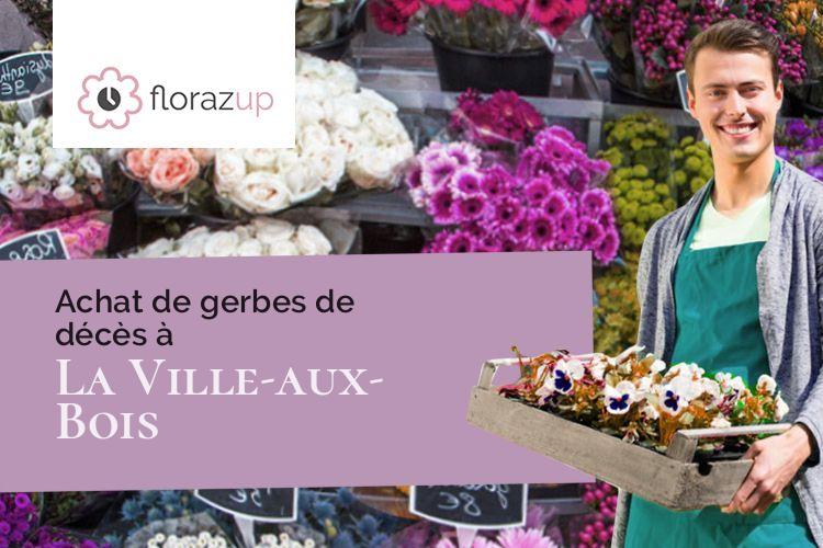 couronnes de fleurs pour un enterrement à La Ville-aux-Bois (Aube/10500)