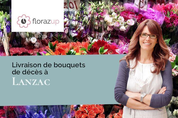 couronnes de fleurs pour un deuil à Lanzac (Lot/46200)