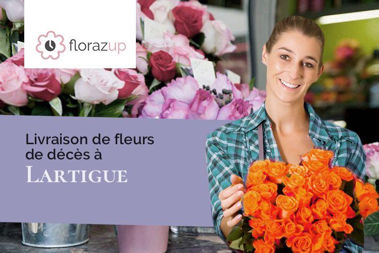 couronnes de fleurs pour des funérailles à Lartigue (Gers/32450)