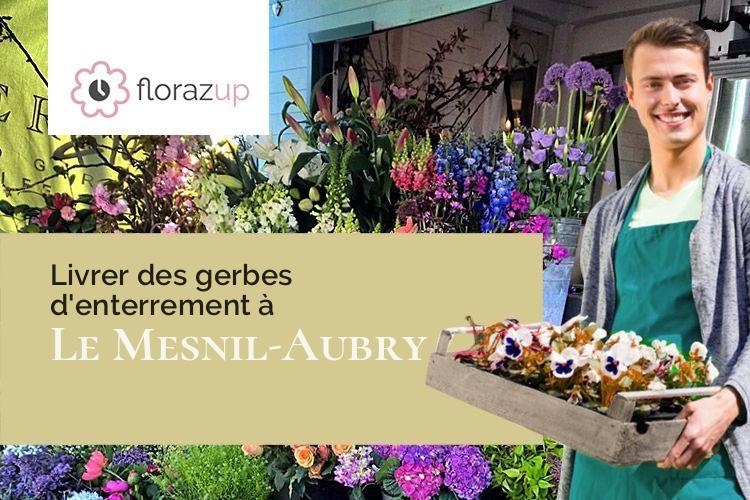 croix de fleurs pour des funérailles à Le Mesnil-Aubry (Val-d'Oise/95720)