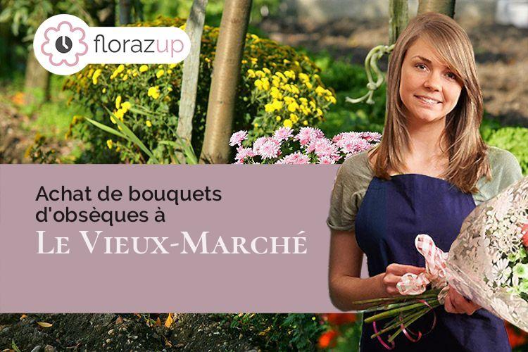 coeur de fleurs pour un enterrement à Le Vieux-Marché (Côtes-d'Armor/22420)