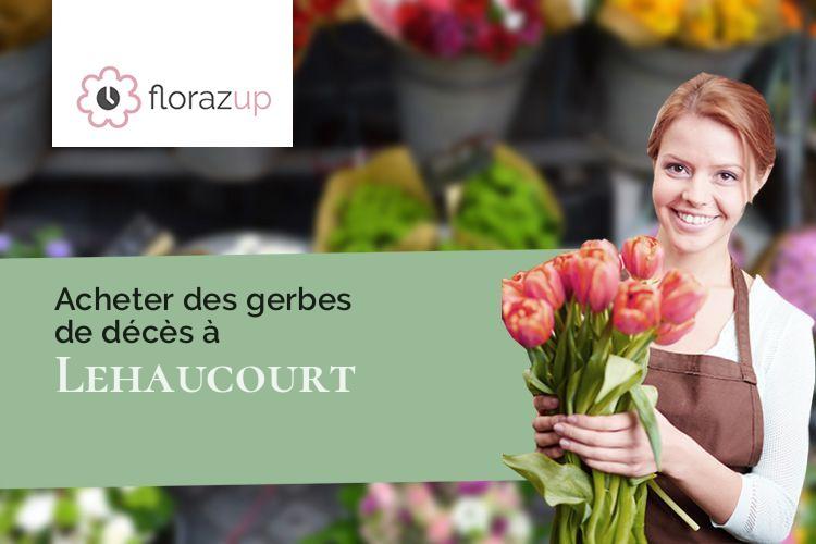 couronnes de fleurs pour des obsèques à Lehaucourt (Aisne/02420)