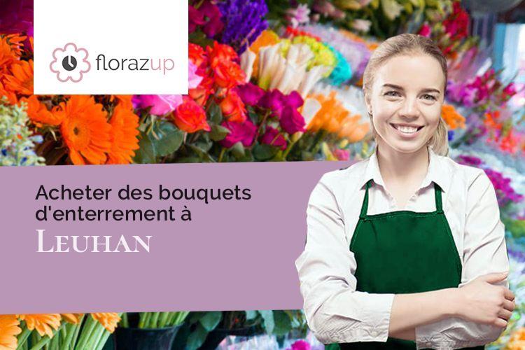 gerbes de fleurs pour des funérailles à Leuhan (Finistère/29390)