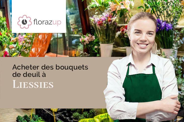 couronnes de fleurs pour un enterrement à Liessies (Nord/59740)