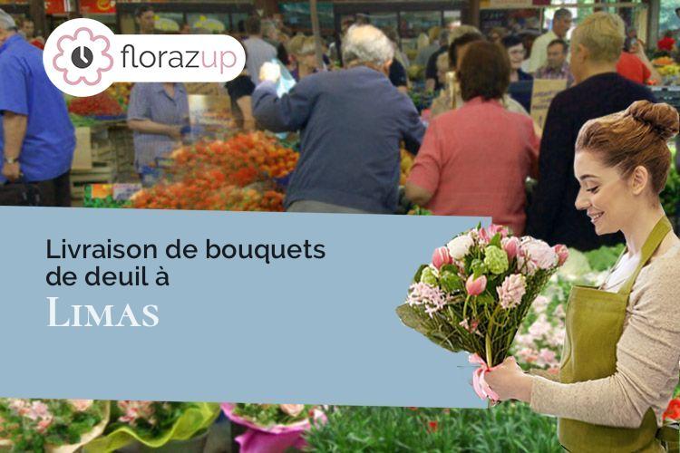 coeur de fleurs pour un décès à Limas (Rhône/69400)