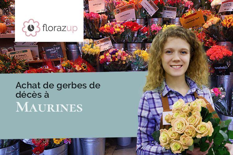 couronnes de fleurs pour un deuil à Maurines (Cantal/15110)