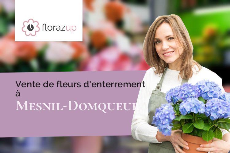 couronnes de fleurs pour un enterrement à Mesnil-Domqueur (Somme/80620)