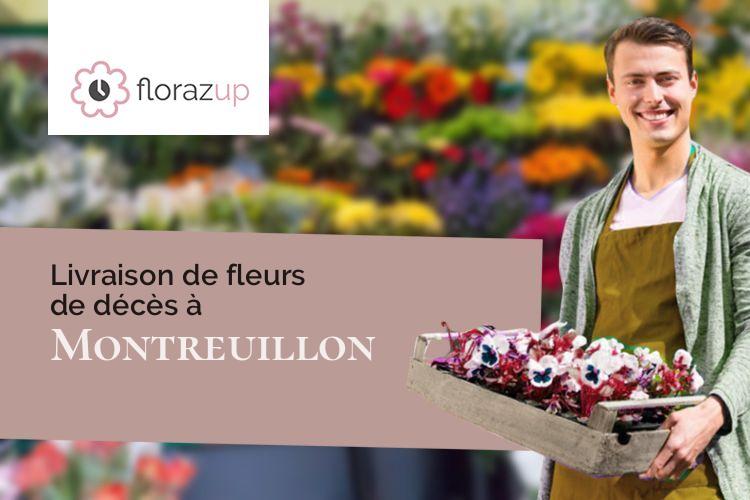 croix de fleurs pour une crémation à Montreuillon (Nièvre/58800)