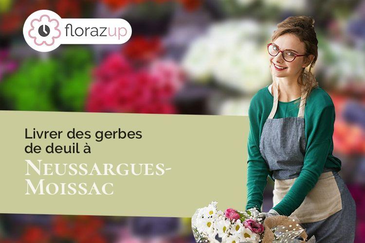 couronnes de fleurs pour un enterrement à Neussargues-Moissac (Cantal/15170)