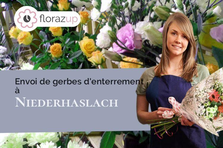 couronnes de fleurs pour un enterrement à Niederhaslach (Bas-Rhin/67280)