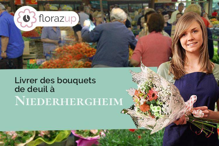 créations de fleurs pour un décès à Niederhergheim (Haut-Rhin/68250)