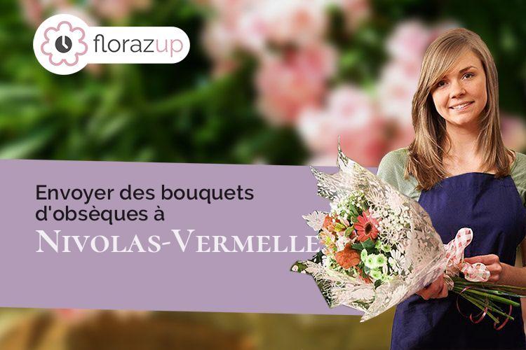 couronnes de fleurs pour des funérailles à Nivolas-Vermelle (Isère/38300)