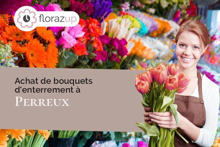 croix de fleurs pour un enterrement à Perreux (Loire/42120)