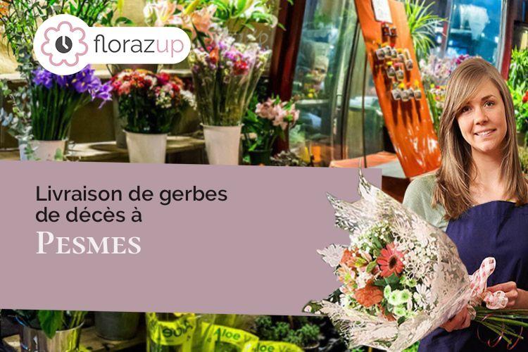 fleurs deuil pour des funérailles à Pesmes (Haute-Saône/70140)