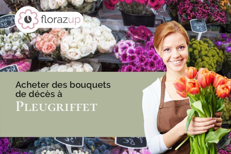 gerbes de fleurs pour des funérailles à Pleugriffet (Morbihan/56120)