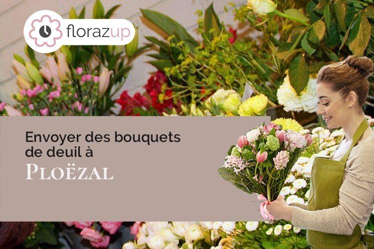 couronnes de fleurs pour des funérailles à Ploëzal (Côtes-d'Armor/22260)
