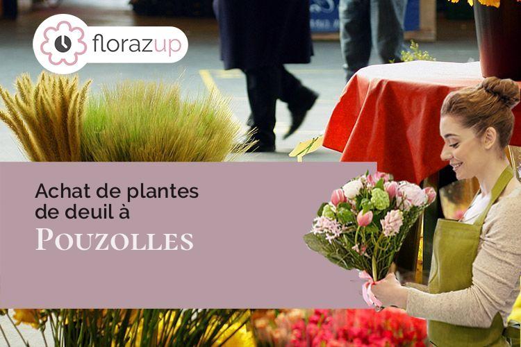 croix de fleurs pour des obsèques à Pouzolles (Hérault/34480)