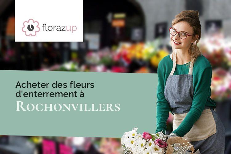 couronnes de fleurs pour des obsèques à Rochonvillers (Moselle/57840)