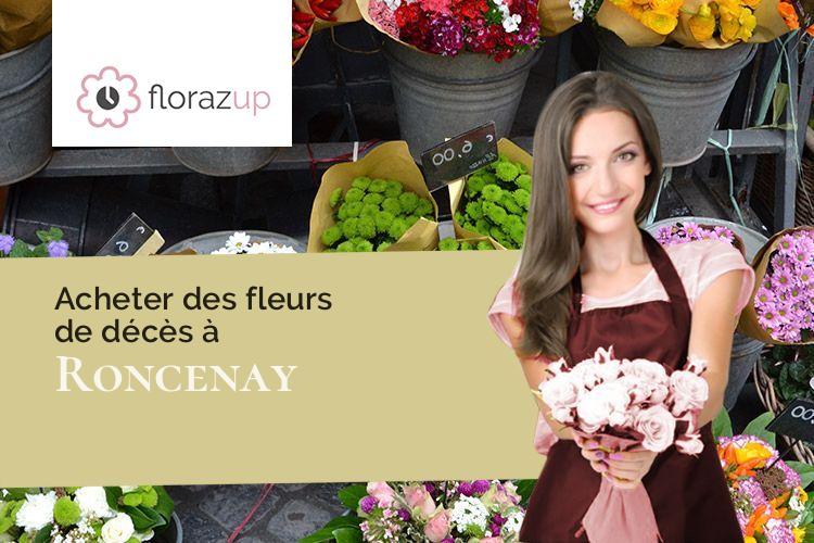 couronnes de fleurs pour des obsèques à Roncenay (Aube/10320)