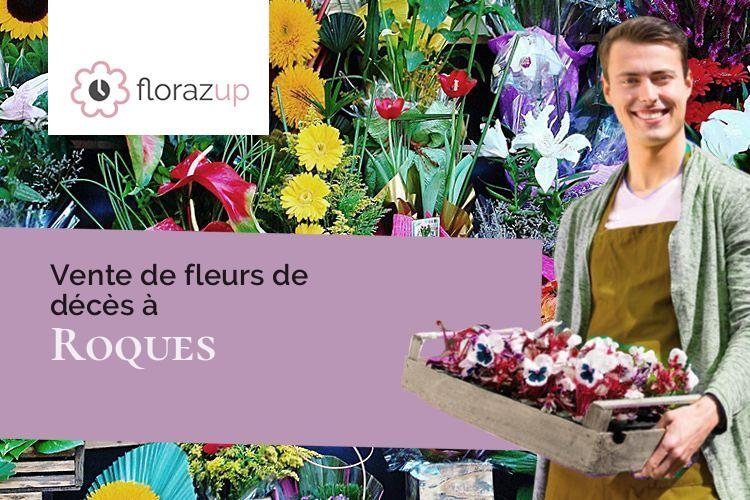 croix de fleurs pour des funérailles à Roques (Gers/32310)