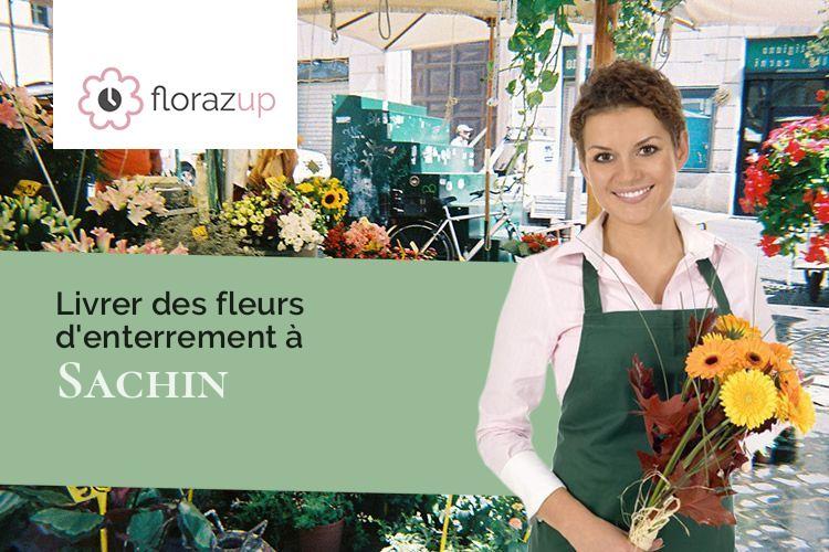 couronnes florales pour des funérailles à Sachin (Pas-de-Calais/62550)