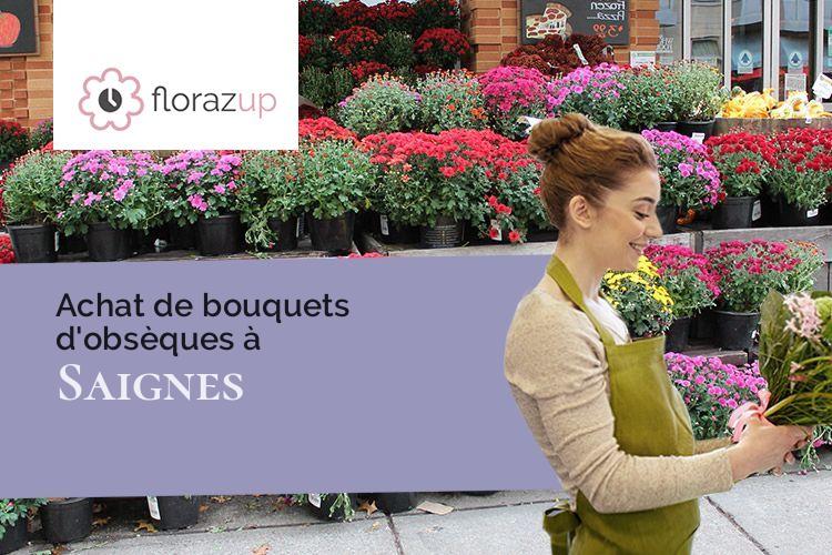 couronnes florales pour des funérailles à Saignes (Cantal/15240)