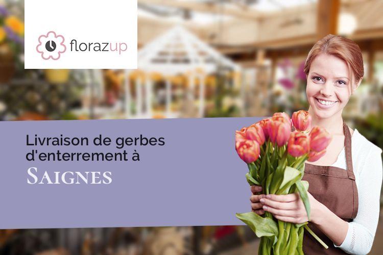 couronnes de fleurs pour des funérailles à Saignes (Lot/46500)