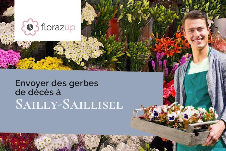 gerbes de fleurs pour un enterrement à Sailly-Saillisel (Somme/80360)