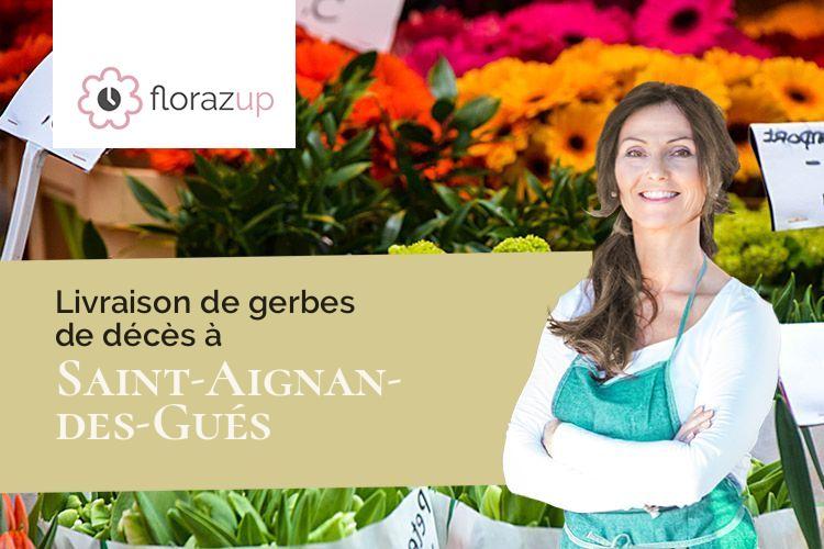 coeurs de fleurs pour un deuil à Saint-Aignan-des-Gués (Loiret/45460)