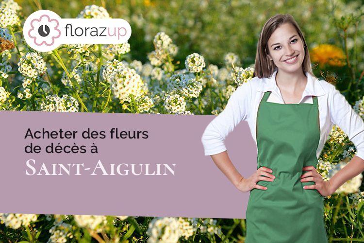 coeur de fleurs pour un deuil à Saint-Aigulin (Charente-Maritime/17360)