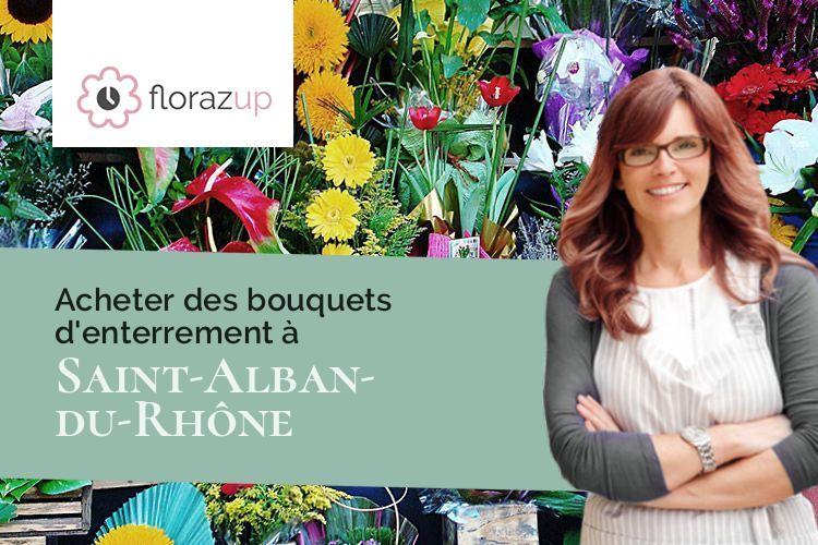 croix de fleurs pour un décès à Saint-Alban-du-Rhône (Isère/38370)