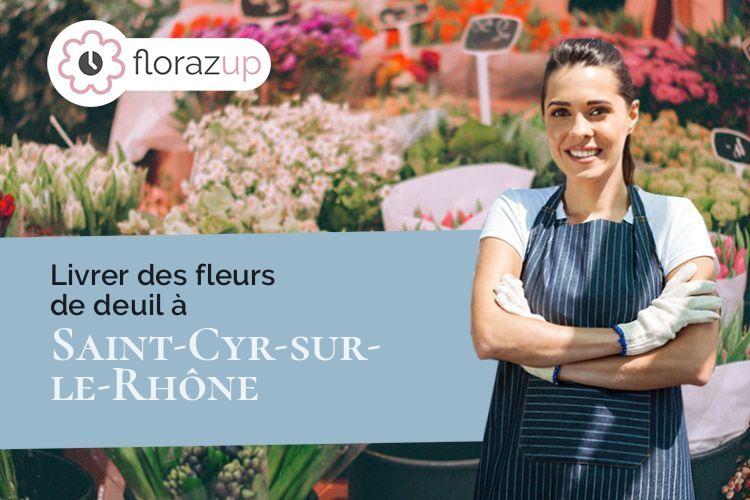 croix de fleurs pour des obsèques à Saint-Cyr-sur-le-Rhône (Rhône/69560)