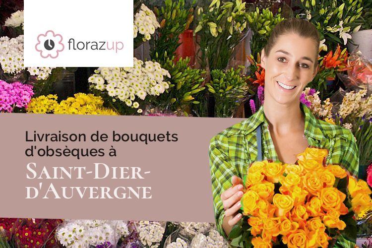 couronnes de fleurs pour des funérailles à Saint-Dier-d'Auvergne (Puy-de-Dôme/63520)