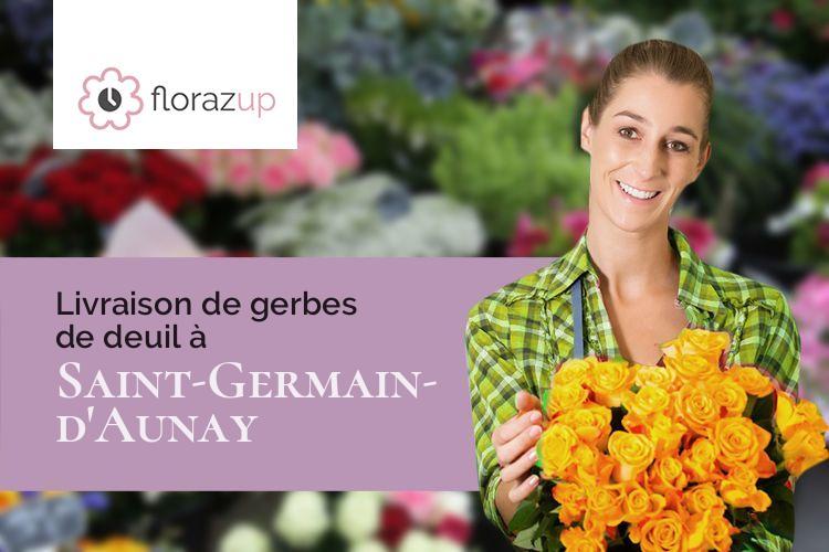 fleurs deuil pour des funérailles à Saint-Germain-d'Aunay (Orne/61470)