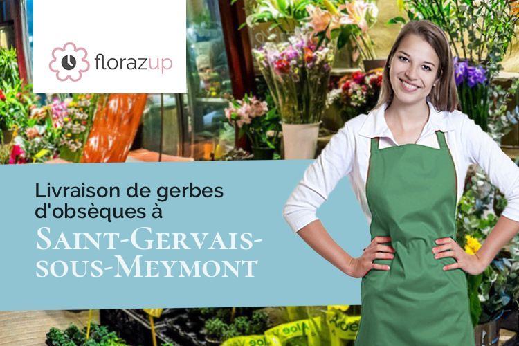 couronnes de fleurs pour des funérailles à Saint-Gervais-sous-Meymont (Puy-de-Dôme/63880)