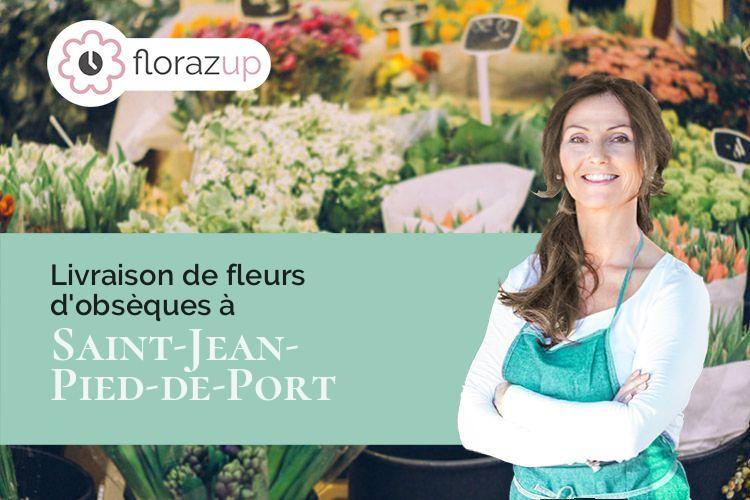 couronnes florales pour des funérailles à Saint-Jean-Pied-de-Port (Pyrénées-Atlantiques/64220)