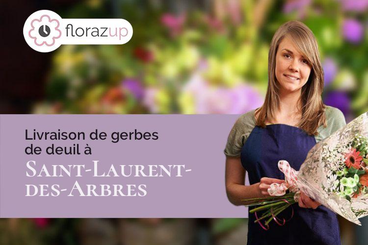 couronnes de fleurs pour un enterrement à Saint-Laurent-des-Arbres (Gard/30126)