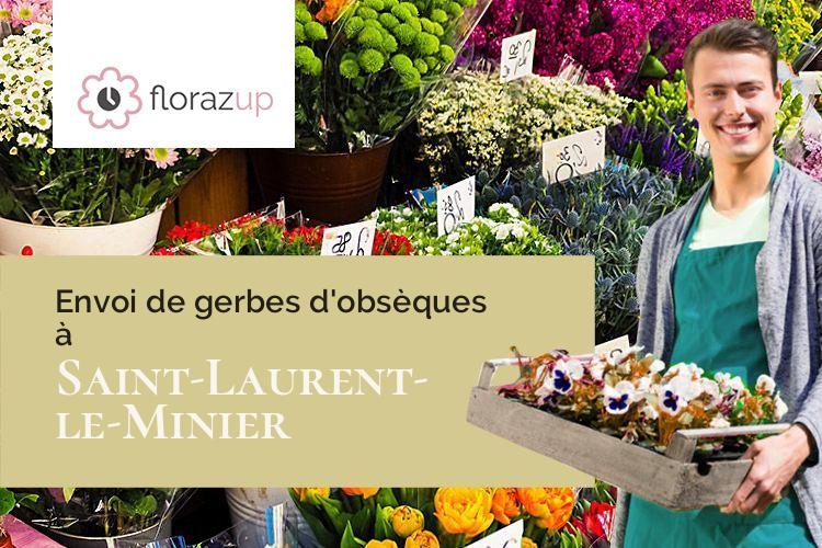 gerbes de fleurs pour des funérailles à Saint-Laurent-le-Minier (Gard/30440)