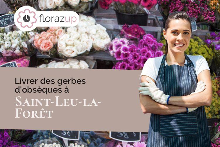 couronnes de fleurs pour un deuil à Saint-Leu-la-Forêt (Val-d'Oise/95320)