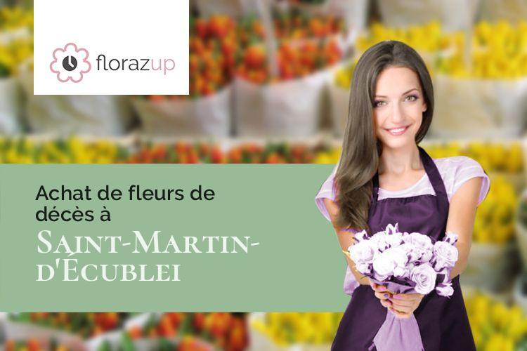 couronnes de fleurs pour des funérailles à Saint-Martin-d'Écublei (Orne/61300)