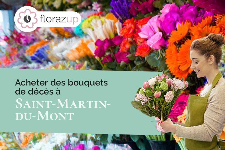 croix de fleurs pour un décès à Saint-Martin-du-Mont (Ain/01160)