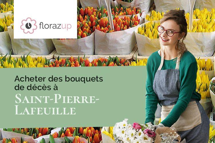couronnes de fleurs pour un enterrement à Saint-Pierre-Lafeuille (Lot/46090)