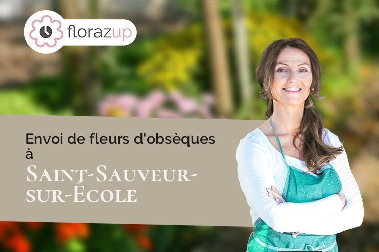 couronnes de fleurs pour un enterrement à Saint-Sauveur-sur-École (Seine-et-Marne/77930)